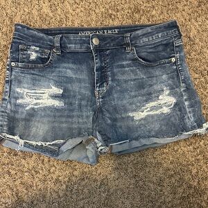 American Eagle Outfitters Distressed Denim Jean Shorts - Medium Blue